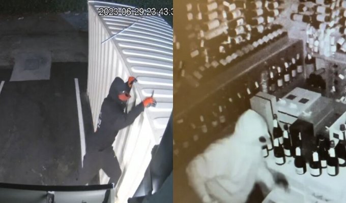 В Калифорнии вор-гурман прорезал на крыше магазина дыру и вынес самое дорогое вино, ликёр и виски (3 фото + 1 видео)