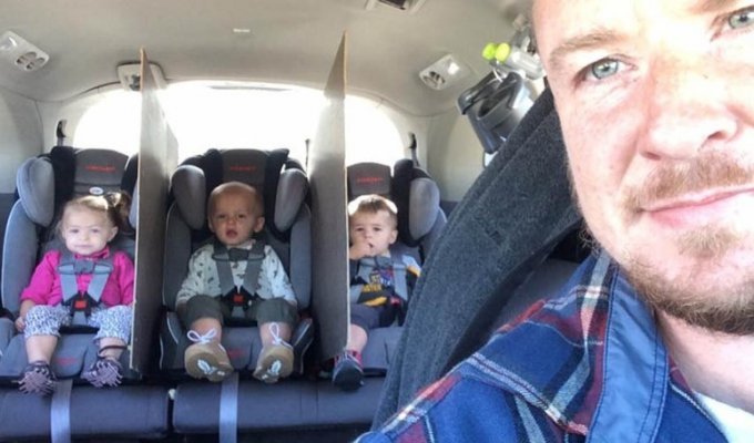 Зачем отец тройняшек в своем автомобиле поставил между детьми перегородки (4 фото)