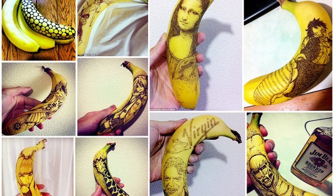Удивительные рисунки на бананах (29 фото)