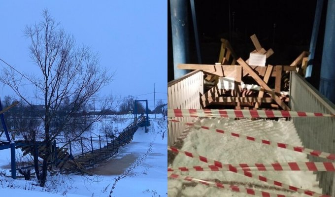 A bridge collapsed in a Karelian village; they spent $80,000 to repair it this summer (11 photos + 1 video)