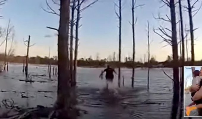 A police officer saved a boy with autism from a pond (4 photos + 1 video)