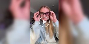 A deaf girl tests glasses that translate heard speech into subtitles