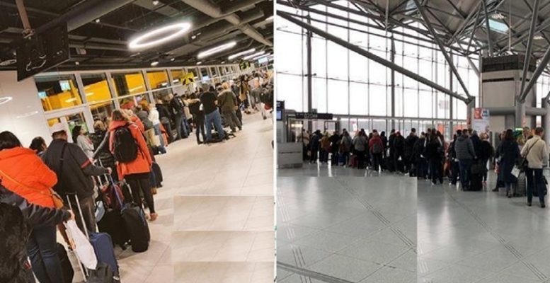 Лоукостер Ryanair выстроил пассажиров в огромные очереди (8 фото)