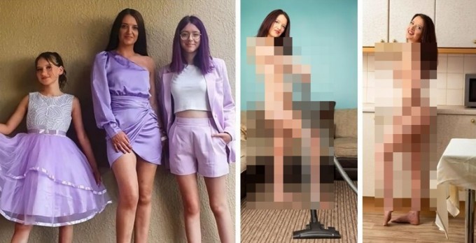 The mother of two daughters explained why she walks around the house completely naked (8 photos)