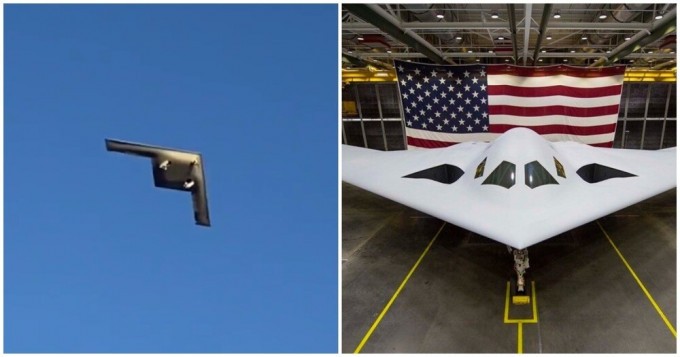 Первый полёт новейшего стратегического бомбардировщика США попал на видео (4 фото + 1 видео)