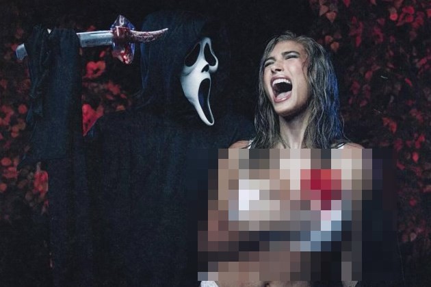 Hailey Bieber and her variation on the Scary Movie theme for Halloween (4 photos + video)